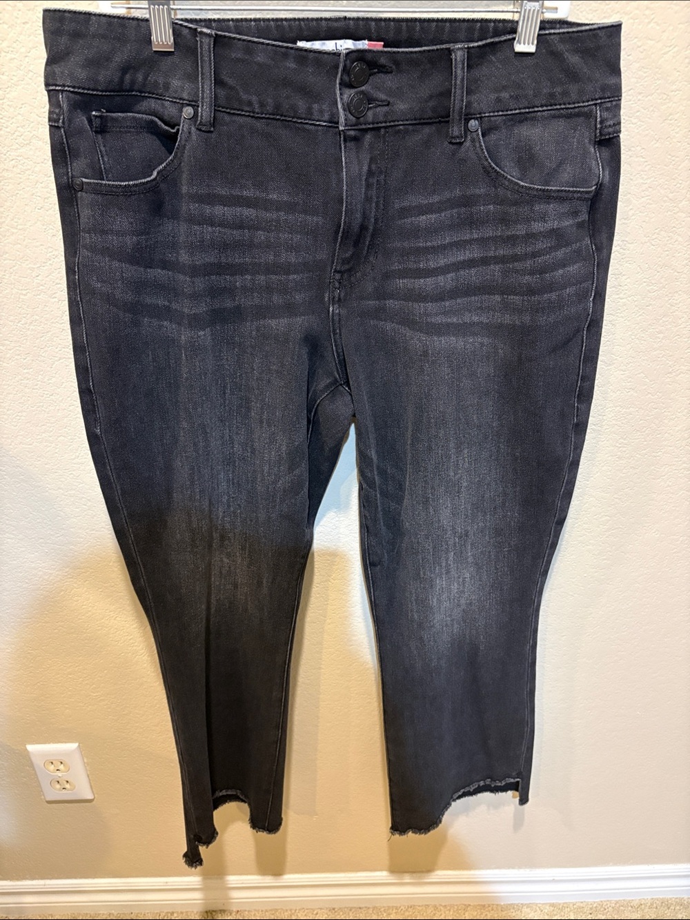 CAbi Washed Black Hi-Lo Ankle Crop Jeans